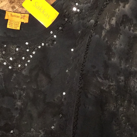 Tie Dye Lace/Sequin Embroidered Tunic/Cover Up. - Picture 6 of 9